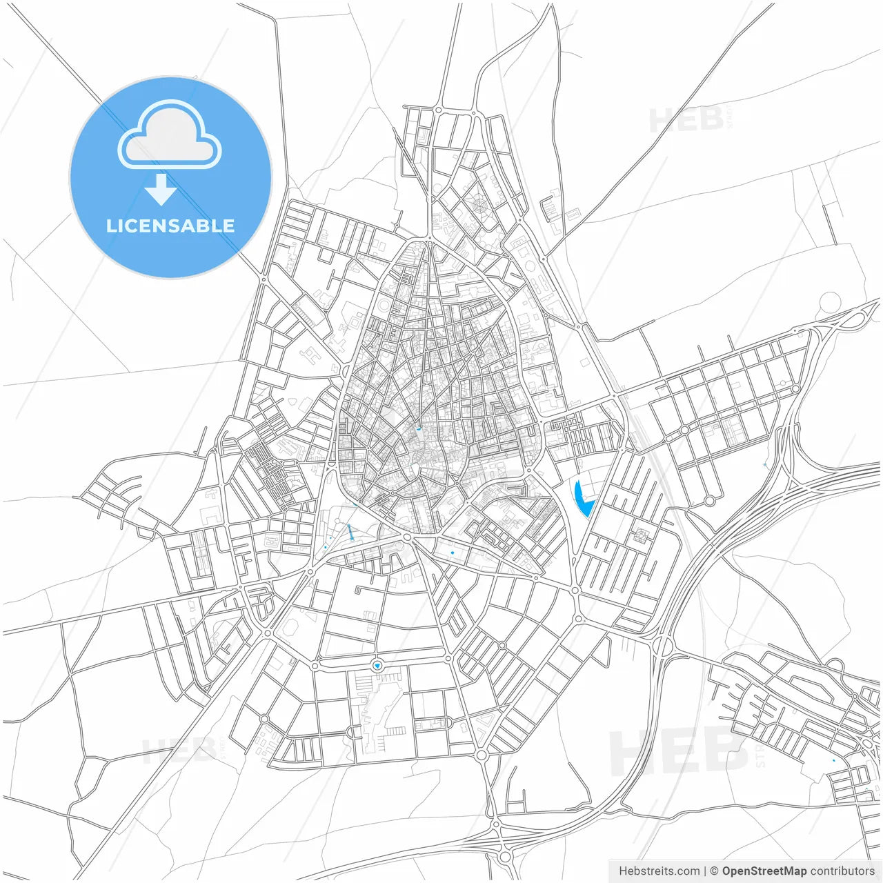 Ciudad Real, Spain, city map with high resolution roads.