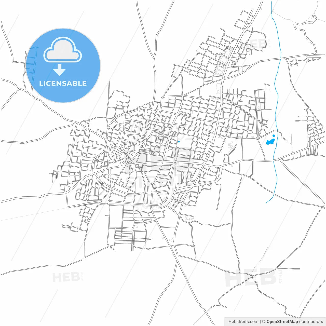 Ödemiş, İzmir, Turkey, city map with high resolution roads.