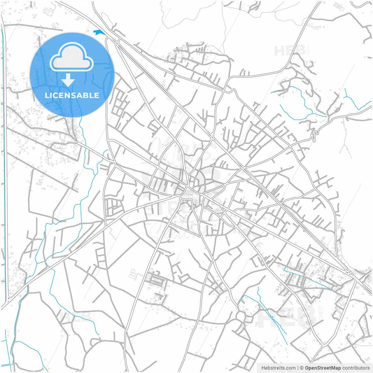 Erciş, Van, Turkey, city map with high resolution roads.