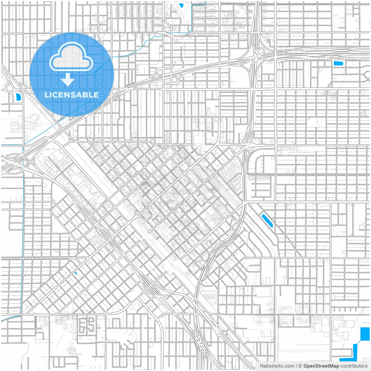 Fresno, California, United States, city map with high resolution roads.