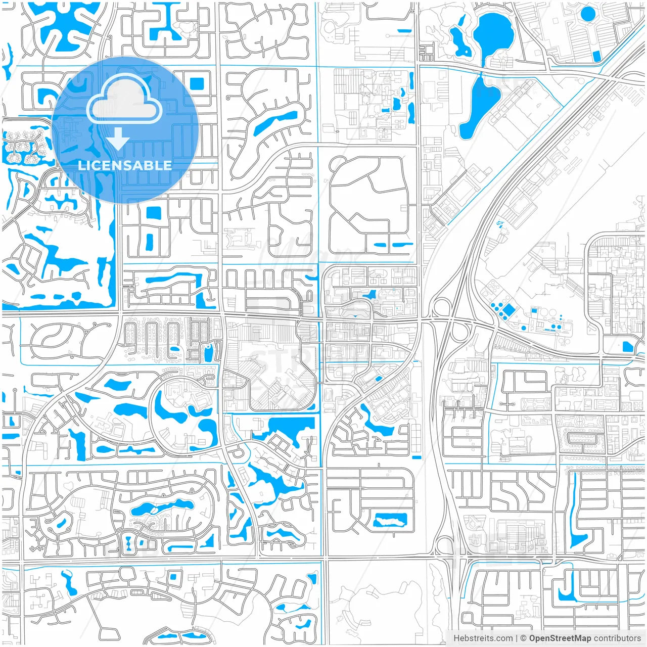 Boca Raton, Florida, United States, city map with high resolution roads.