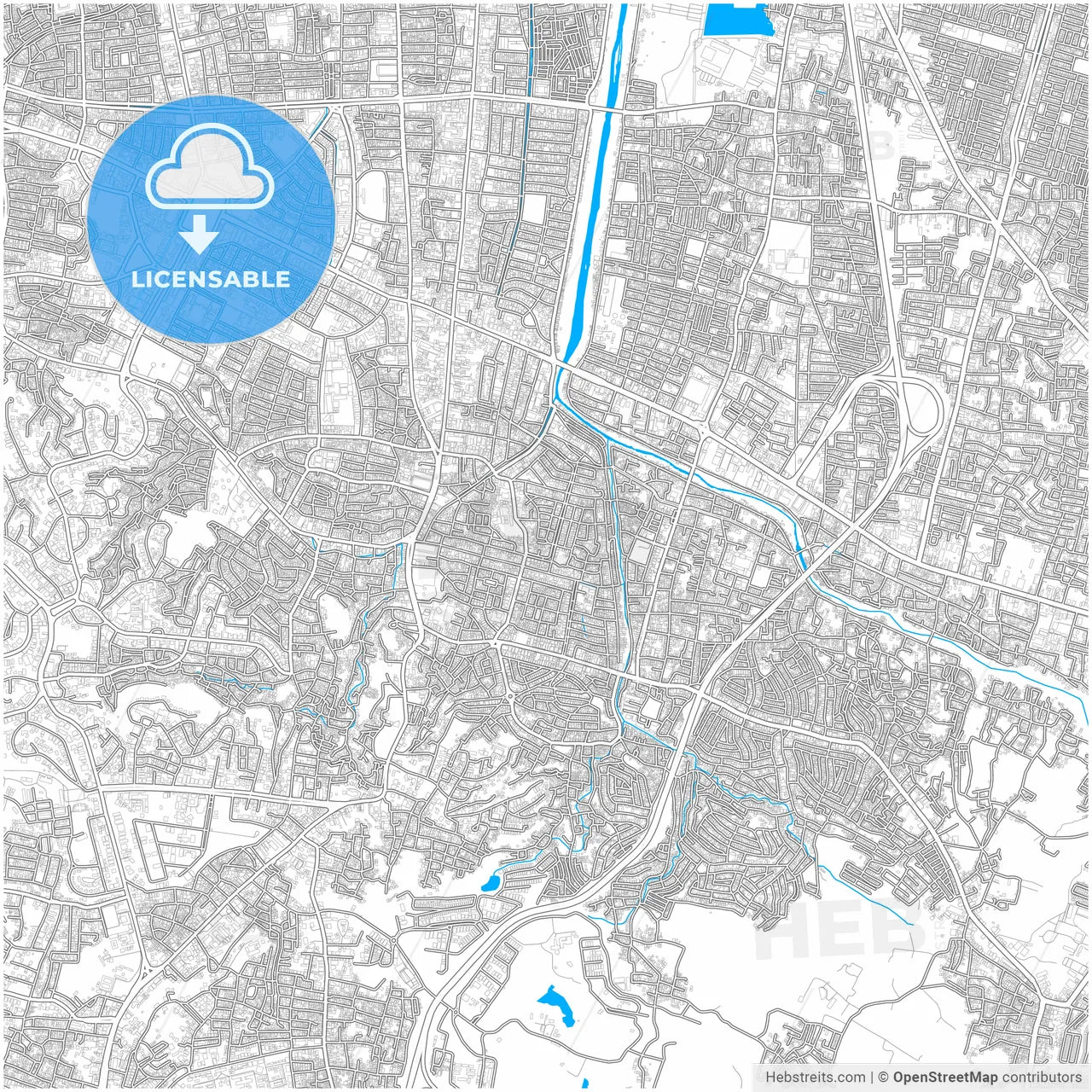 Semarang, Central Java, Indonesia, city map with high resolution roads.