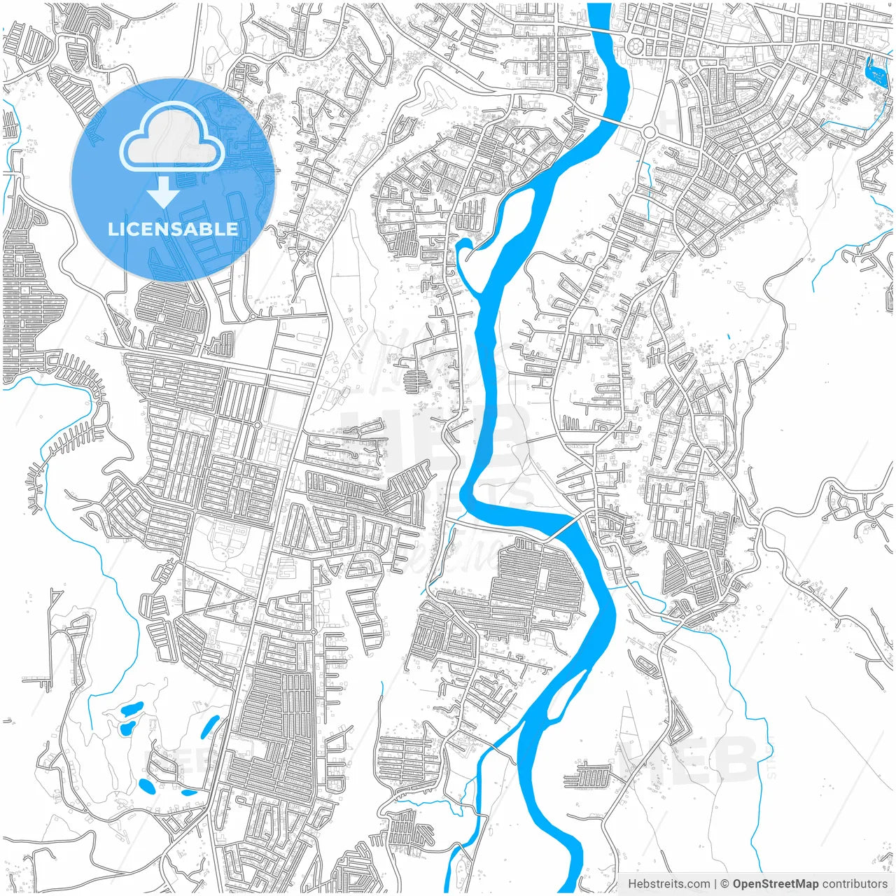 Cagayan de Oro, Misamis Oriental, Philippines, city map with high resolution roads.