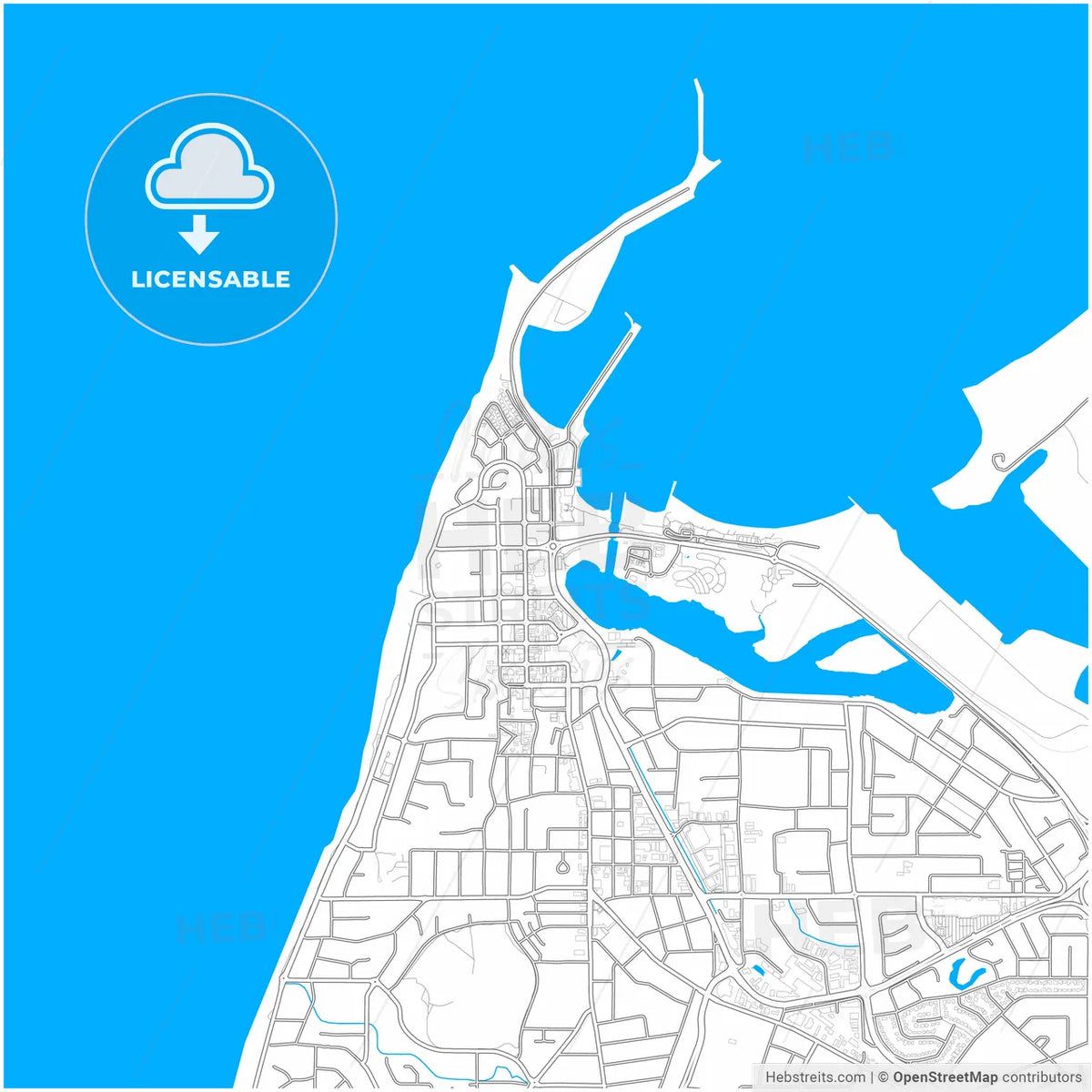 Bunbury, Western Australia, Australia, city map with high resolution roads.
