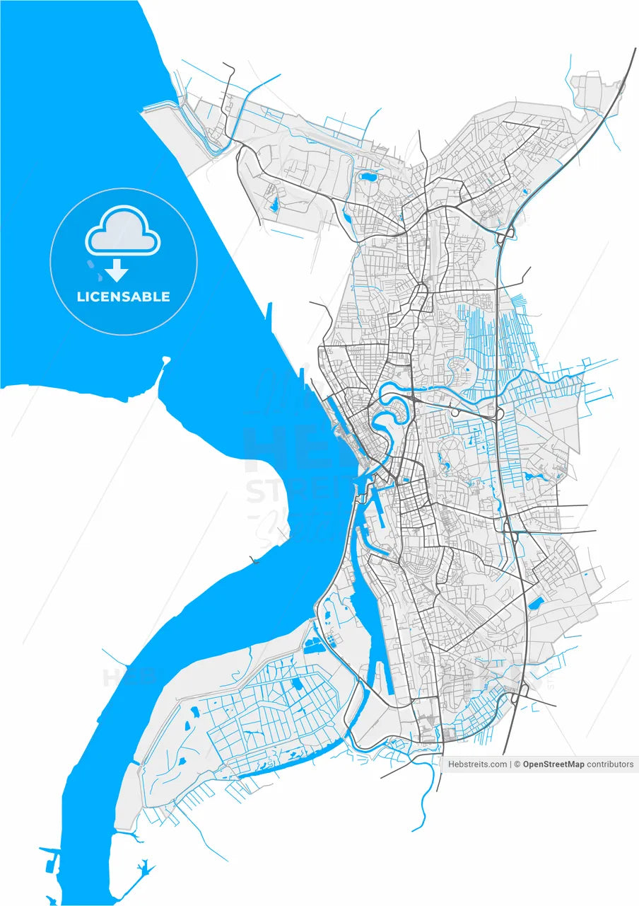 Bremerhaven, Bremen, Germany, high resolution vector map - Instant download PDF and JPG