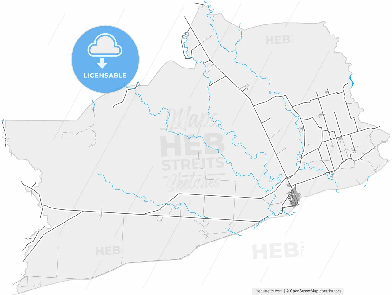 Ceylanpınar, Şanlıurfa, Turkey, high resolution vector map - Instant download PDF and JPG