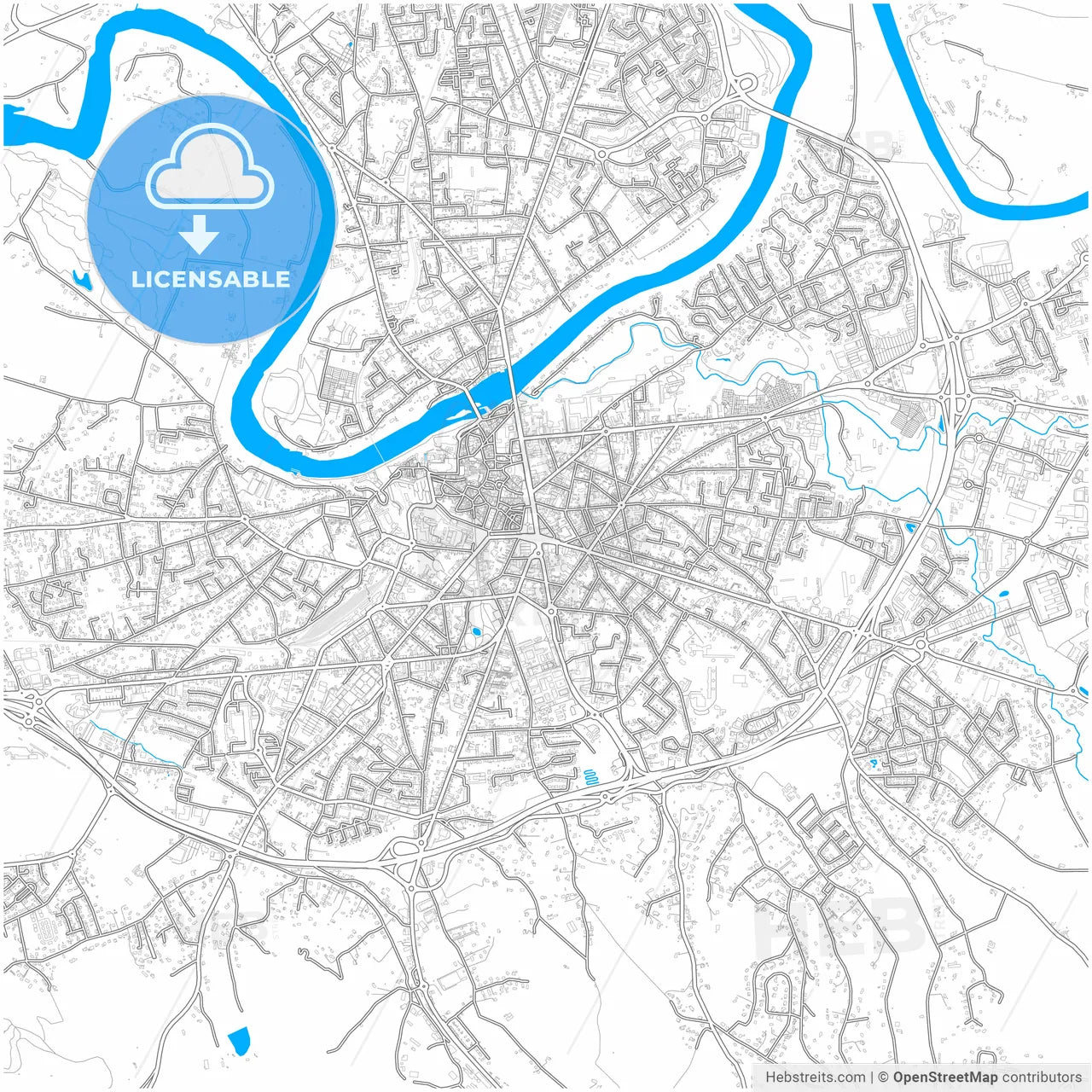Albi, Tarn, France, city map with high resolution roads.