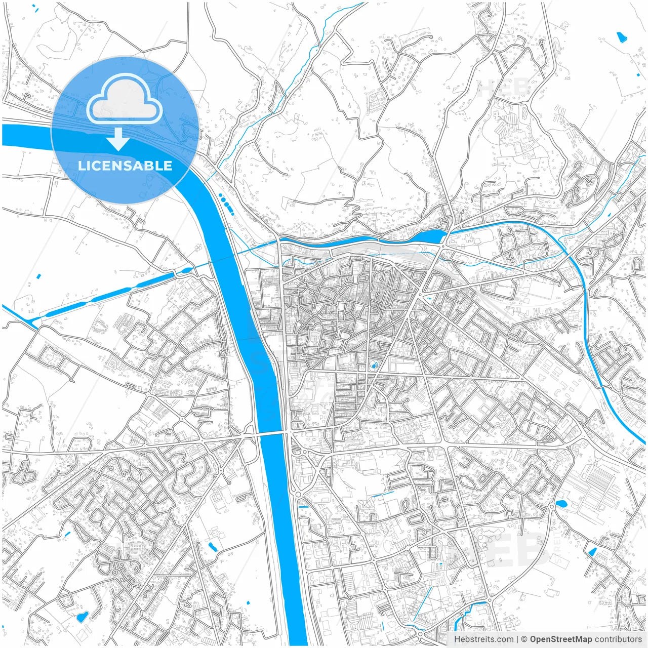Agen, Lot-et-Garonne, France, city map with high resolution roads.