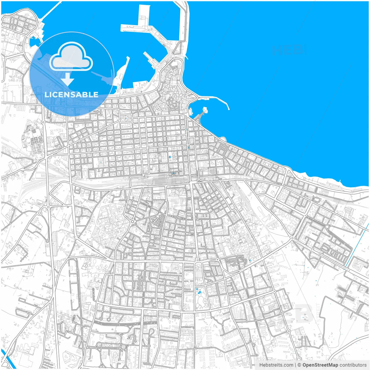 Bari, Apulia, Italy, city map with high resolution roads.