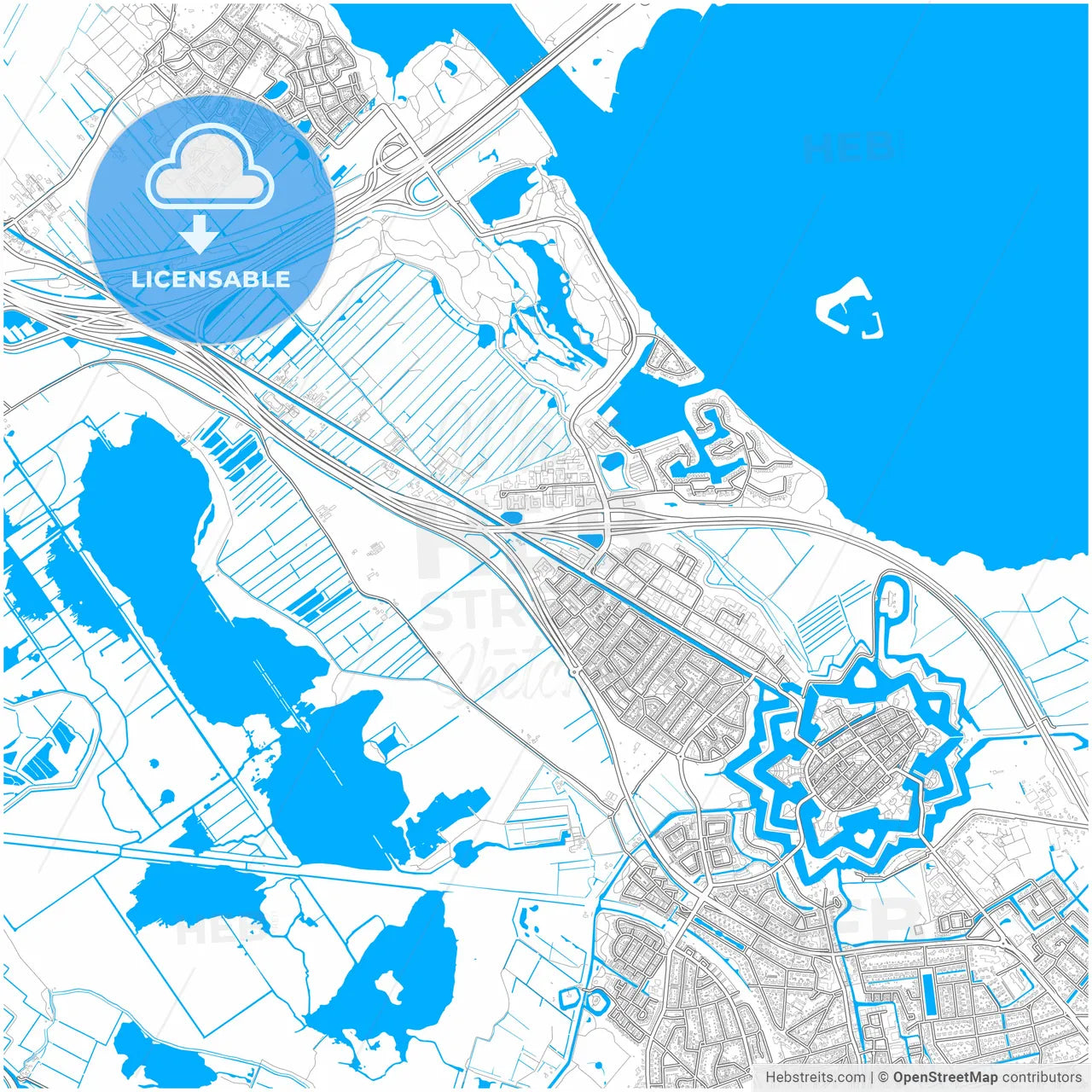 Gooise Meren, North Holland, Netherlands, city map with high resolution roads.