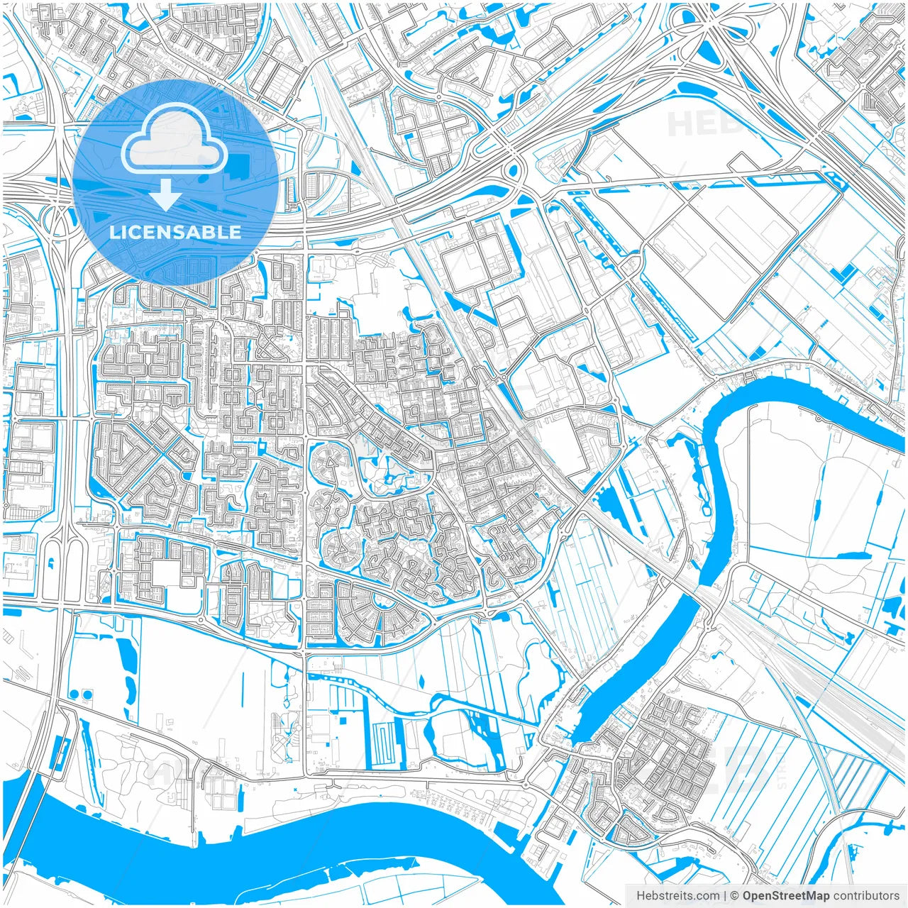 Barendrecht, South Holland, Netherlands, city map with high resolution roads.