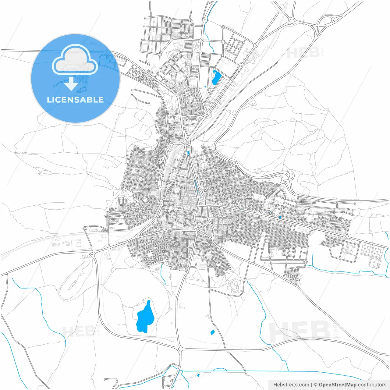 Puertollano, Ciudad Real, Spain, city map with high resolution roads.