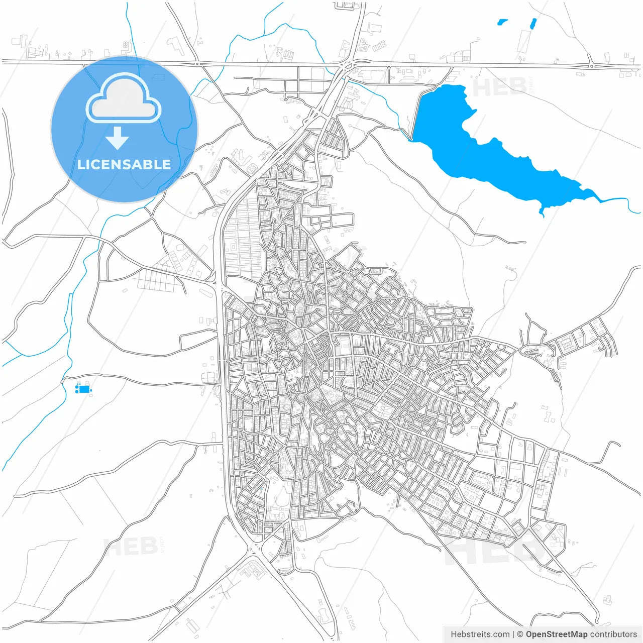 Keşan, Edirne, Turkey, city map with high resolution roads.