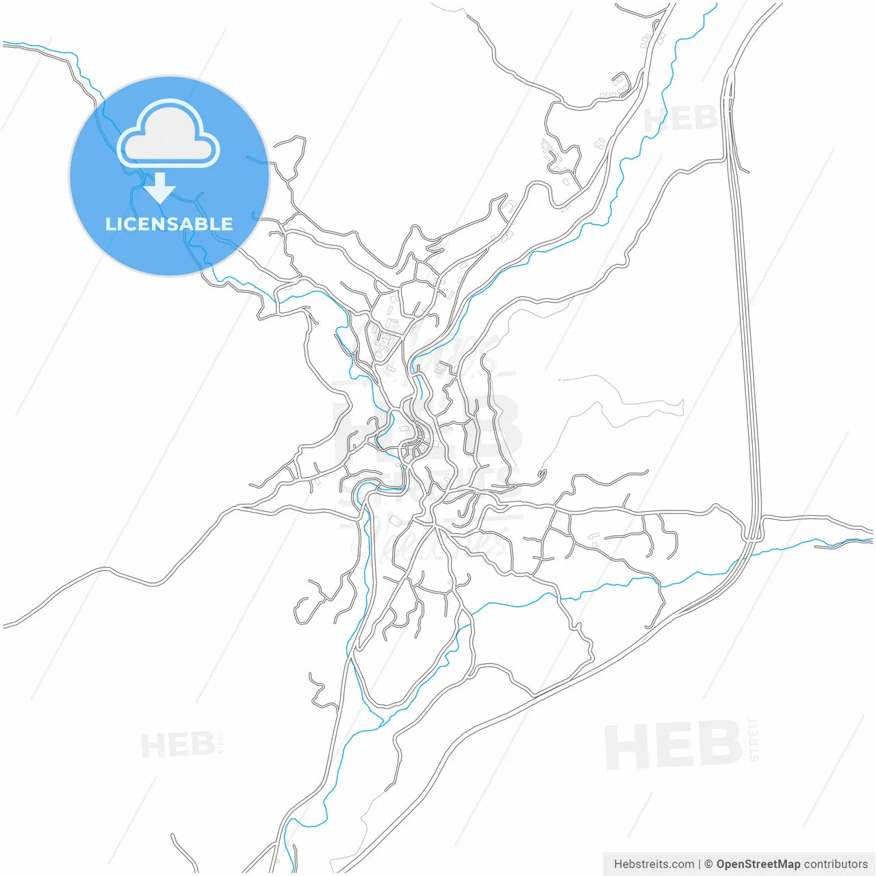 Bitlis, Bitlis, Turkey, city map with high resolution roads.