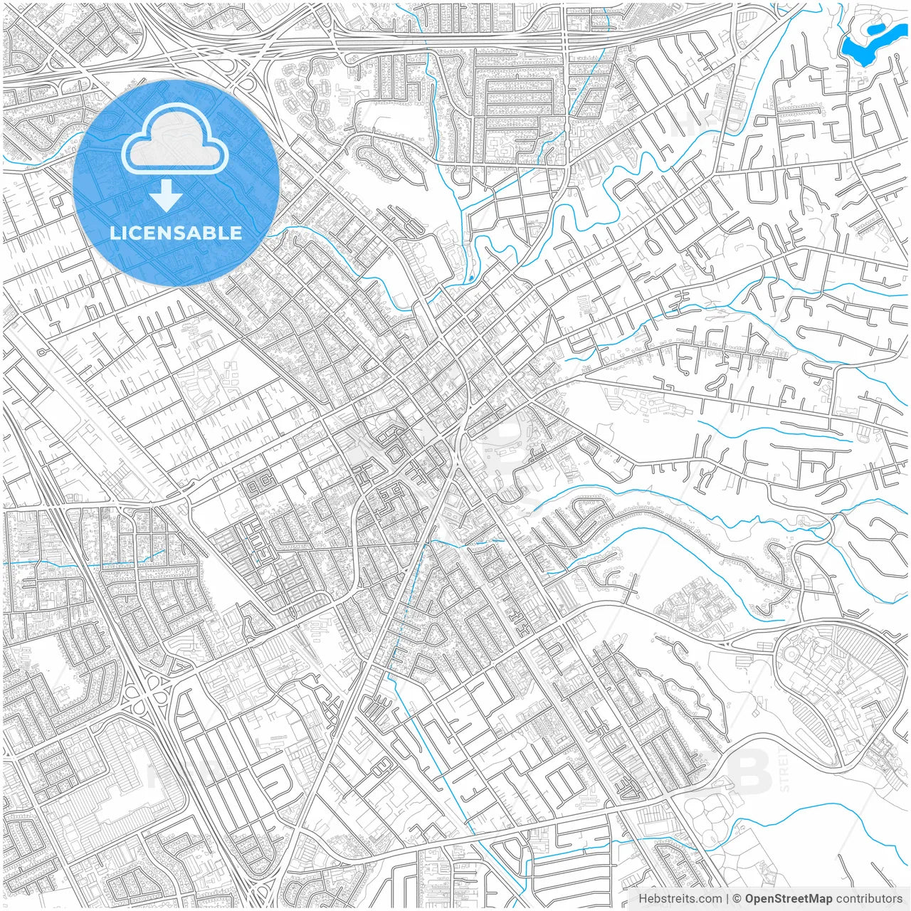 Hayward, California, United States, city map with high resolution roads.