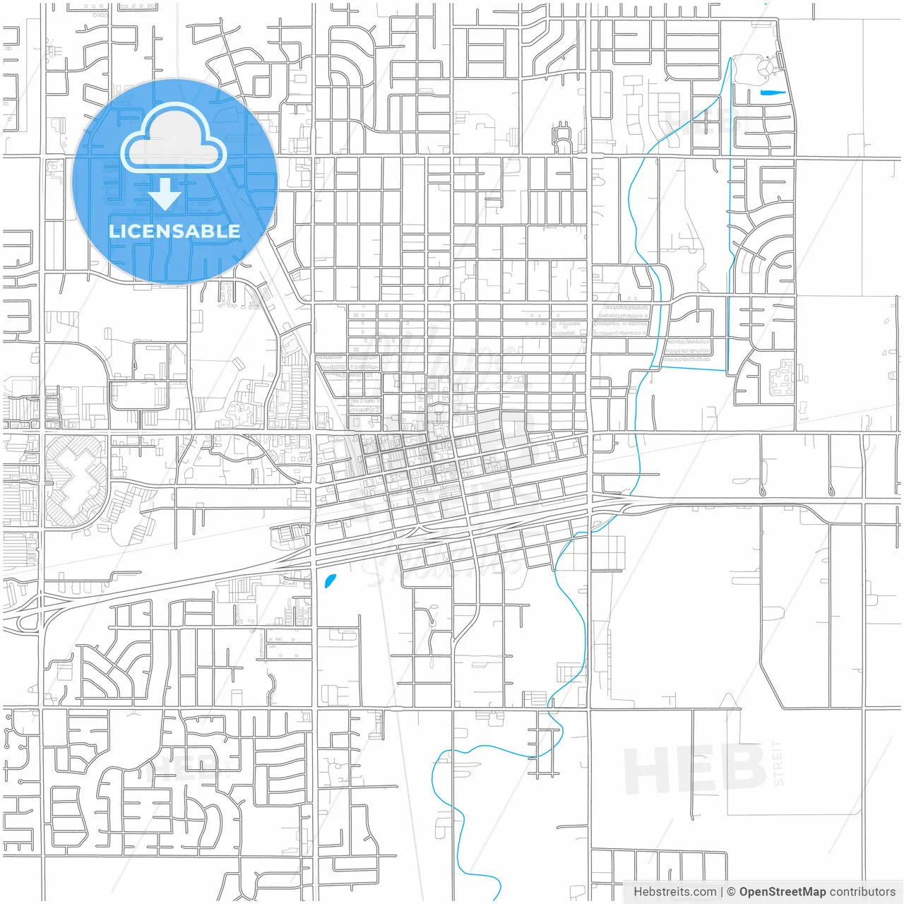 Hanford, California, United States, city map with high resolution roads.