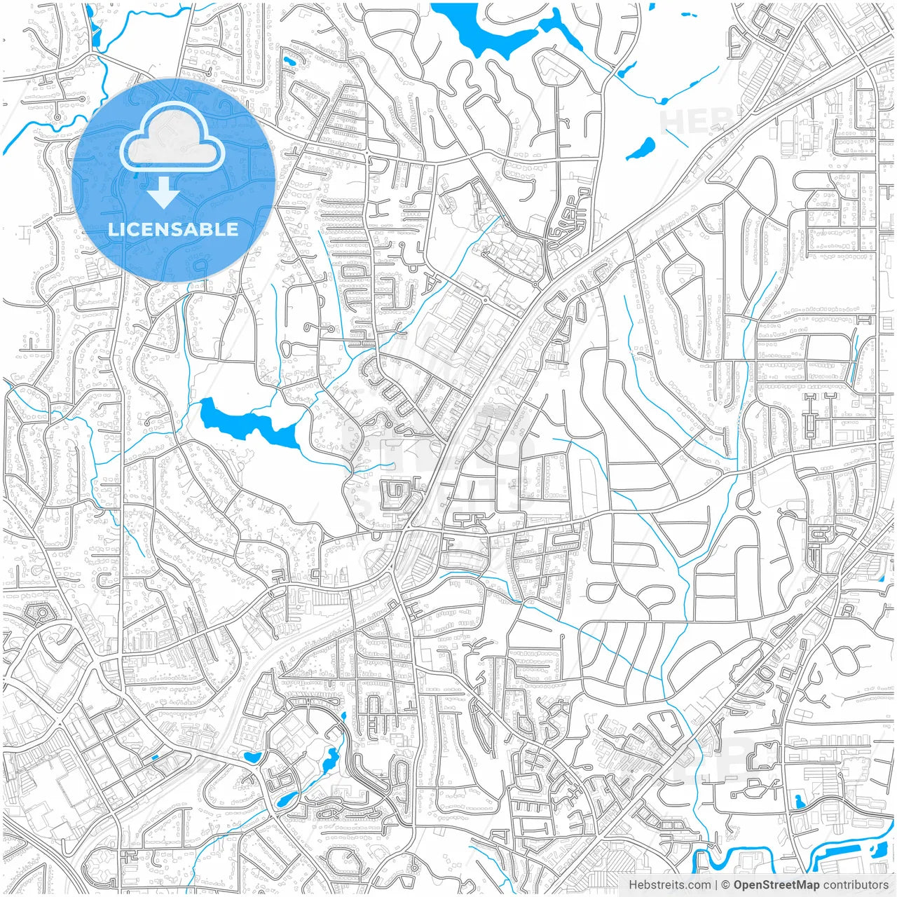 Brookhaven, Georgia, United States, city map with high resolution roads.