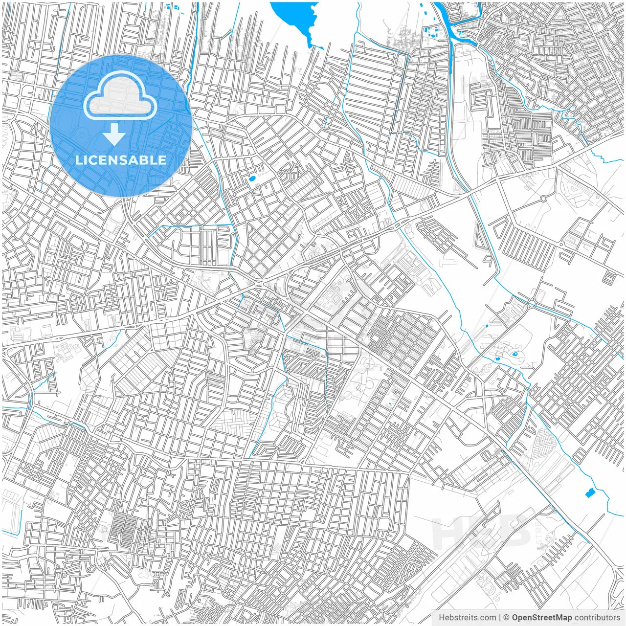 Cartagena, Colombia, city map with high resolution roads.