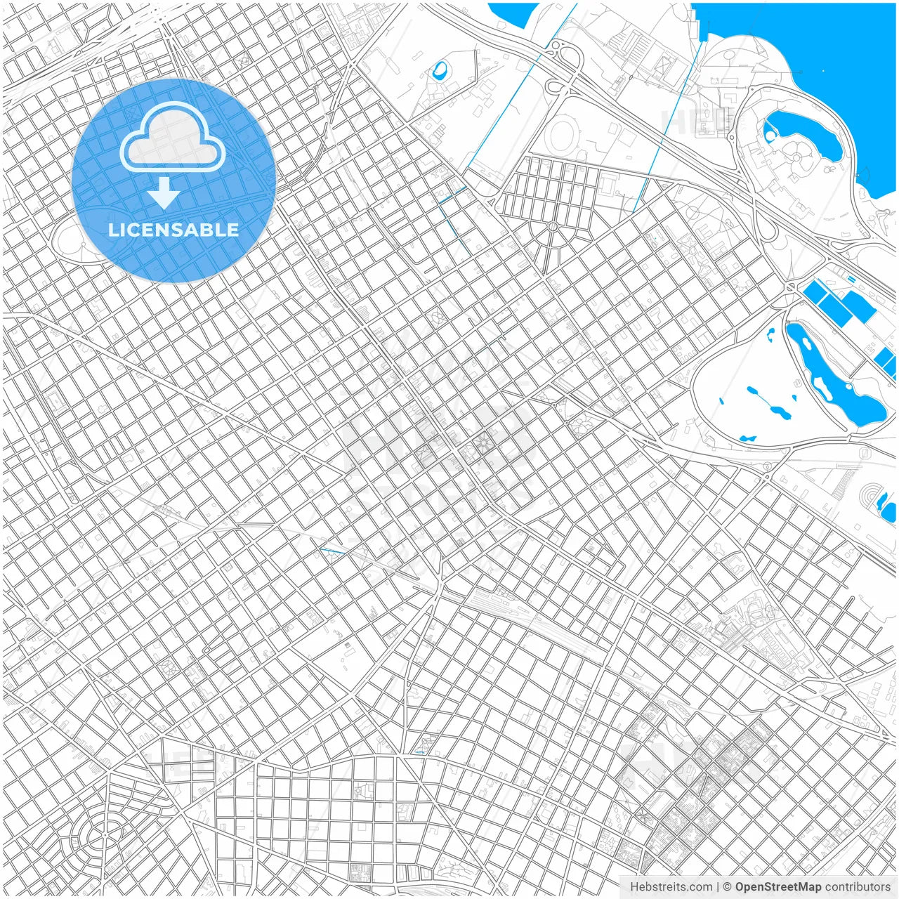 Belgrano, Argentina, city map with high resolution roads.