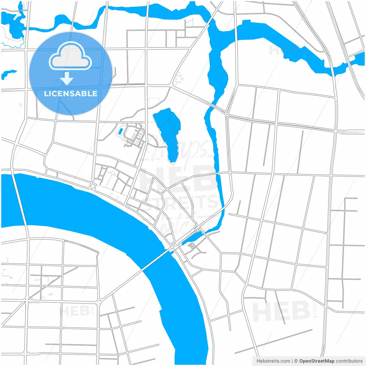 Changde, Hunan, China, city map with high resolution roads.