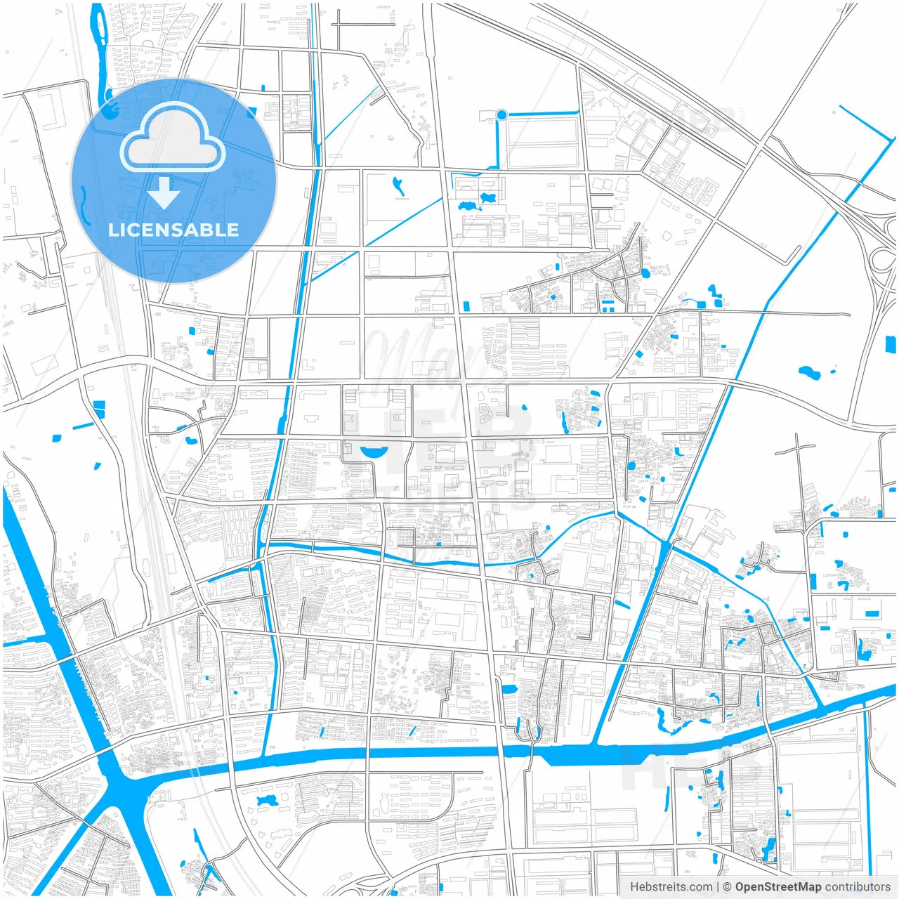 Danyang, Jiangsu, China, city map with high resolution roads.