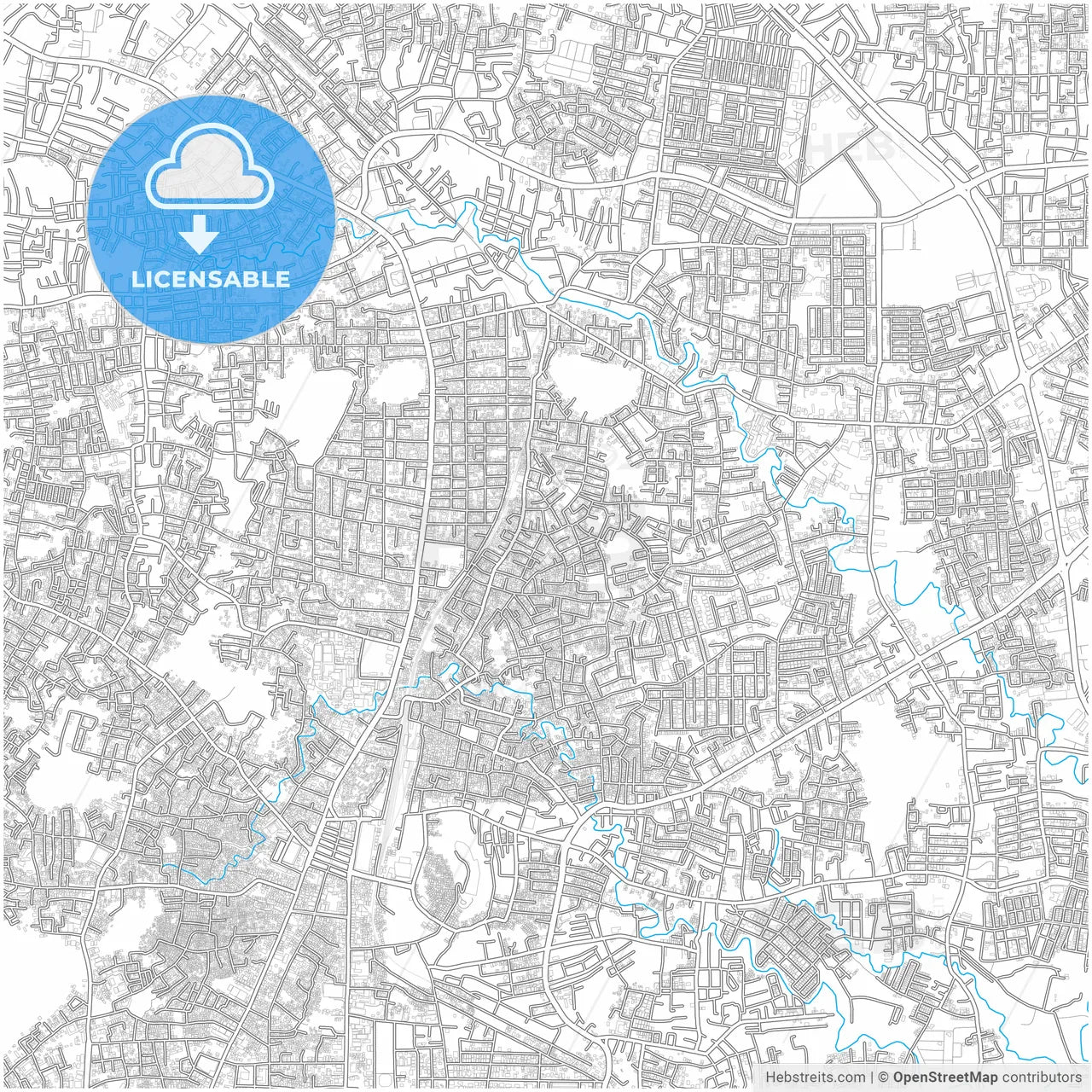 Bandar Lampung, Lampung, Indonesia, city map with high resolution roads.