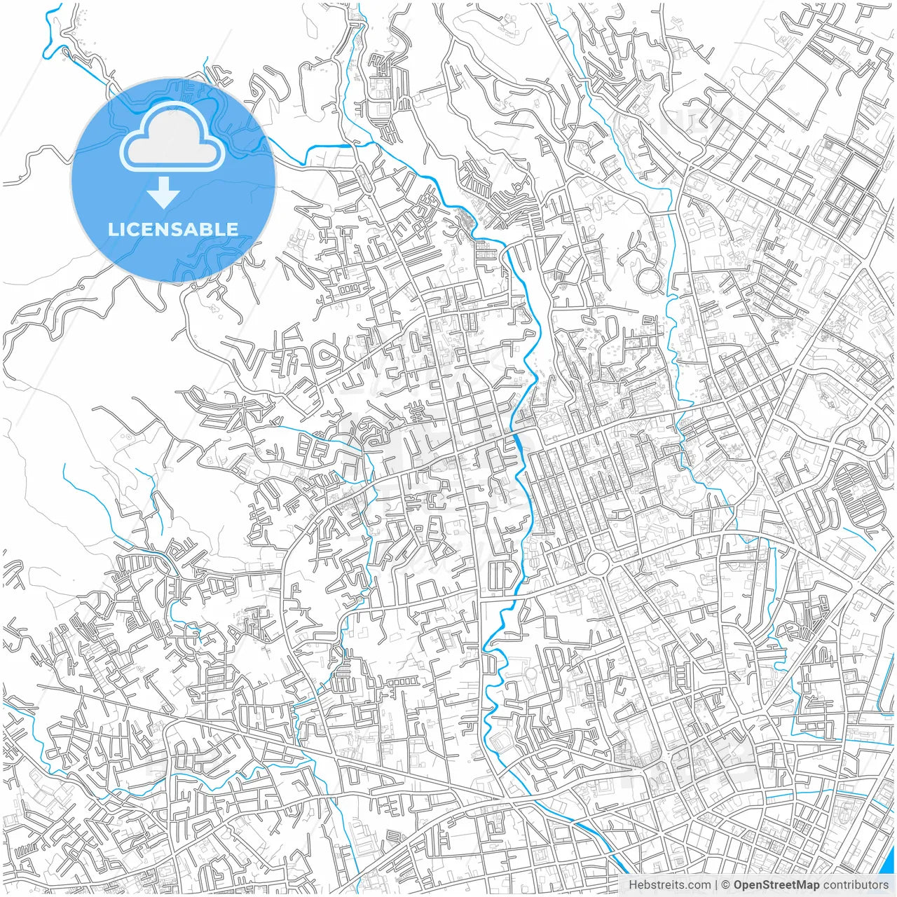 Cebu City, Cebu, Philippines, city map with high resolution roads.