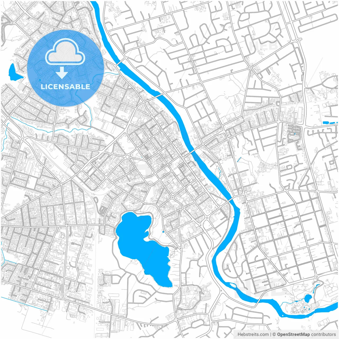 Hamilton, New Zealand, city map with high resolution roads.