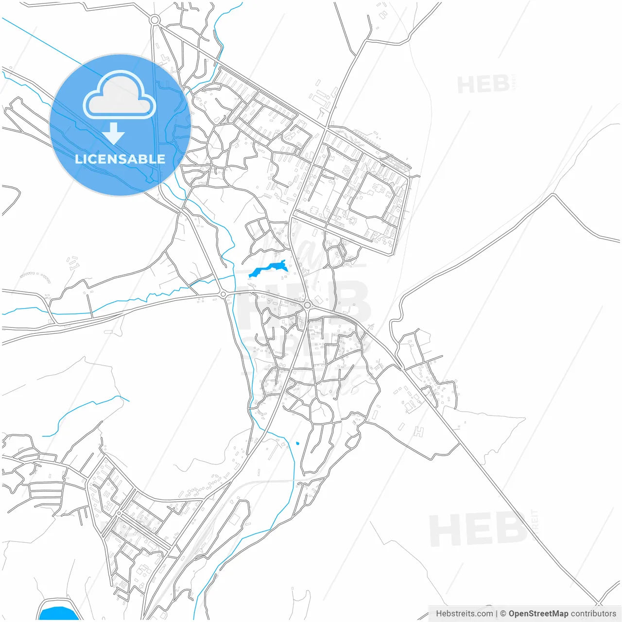 Hrazdan, Kotayk, Armenia, city map with high resolution roads.