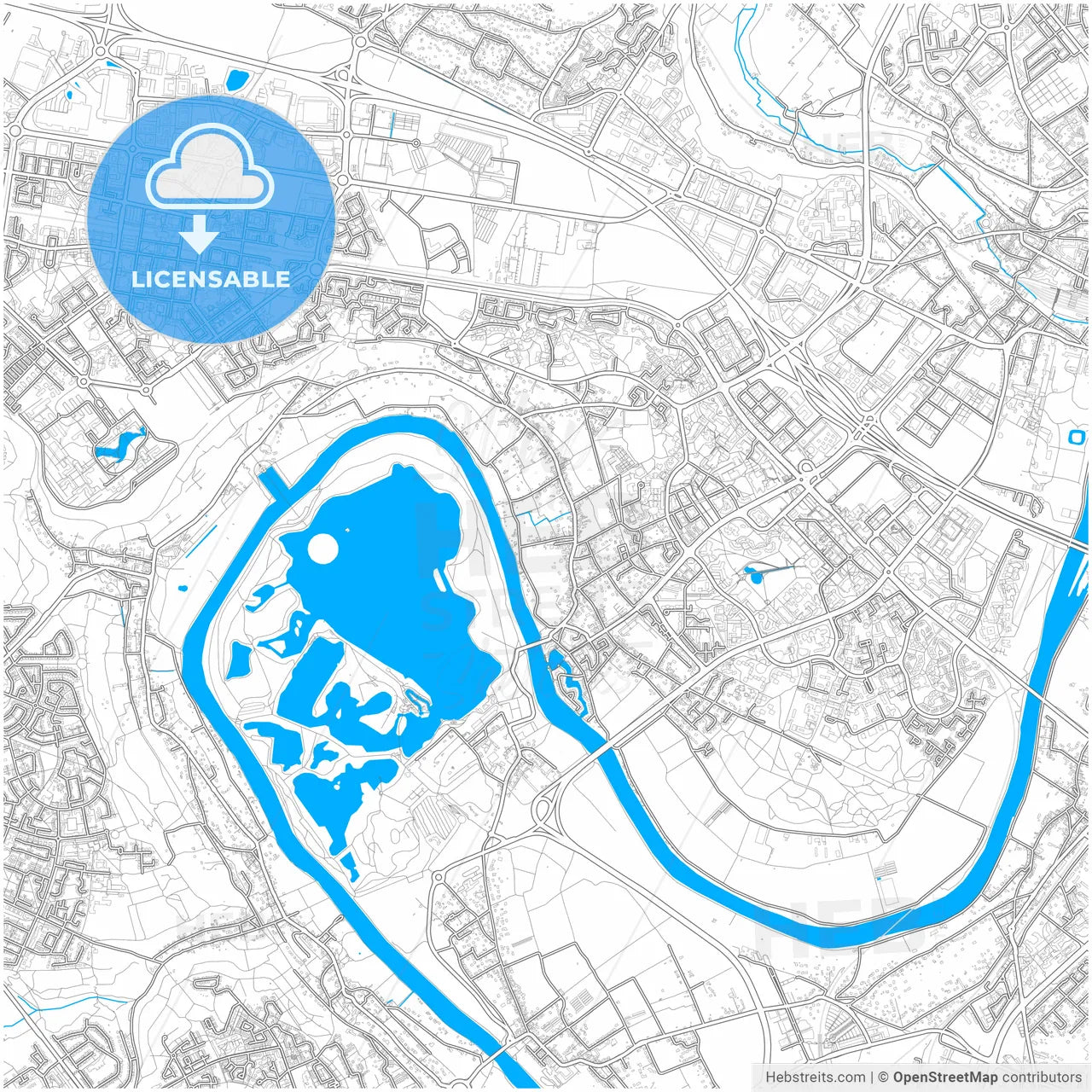Cergy, Val-d Oise, France, city map with high resolution roads.