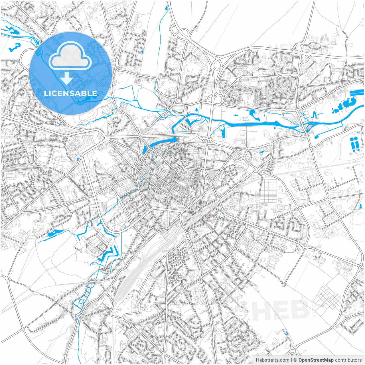 Arras, Pas-de-Calais, France, city map with high resolution roads.