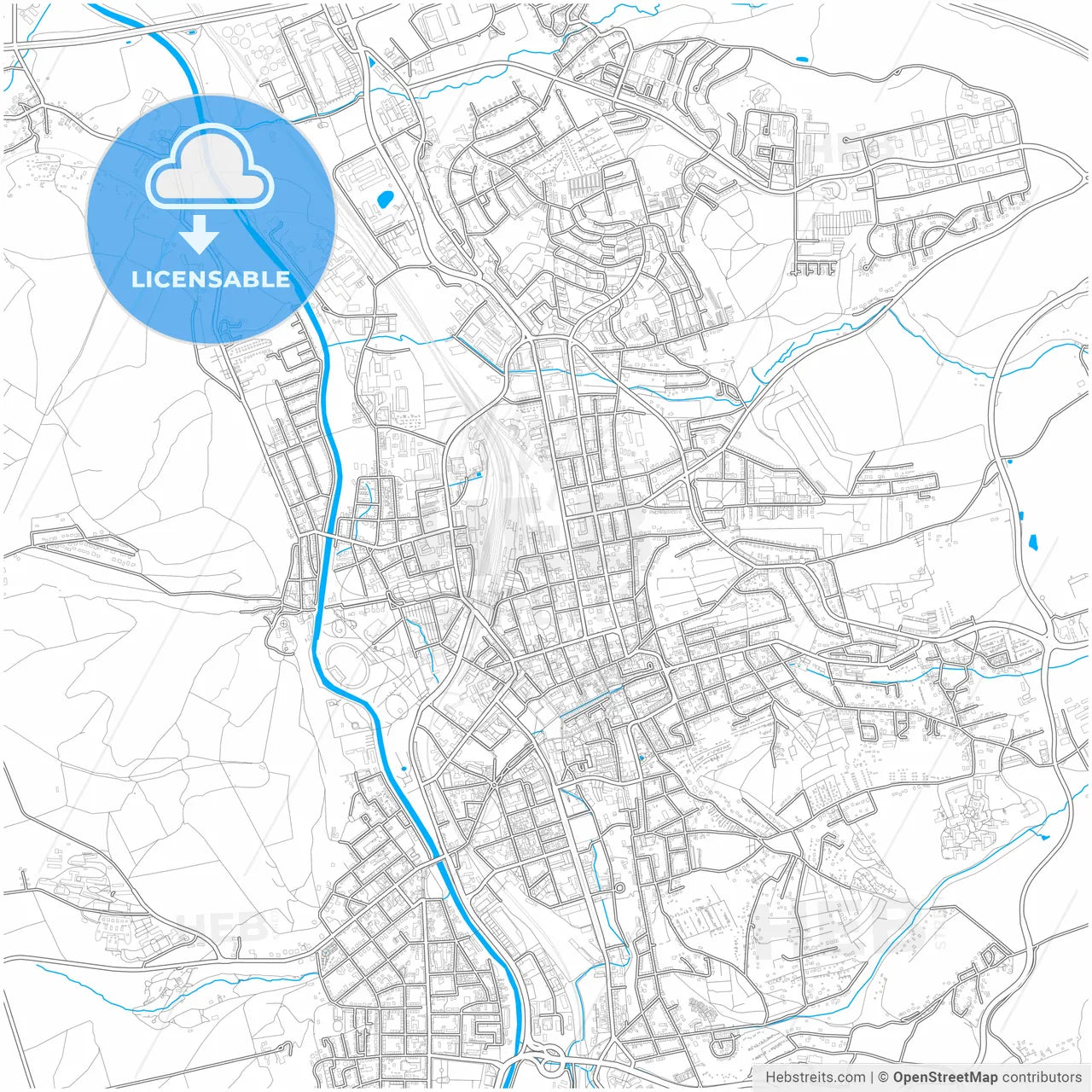 Gera, Thuringia, Germany, city map with high resolution roads.