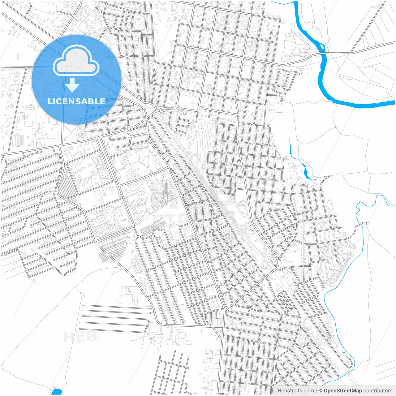 Buzuluk, Orenburg Oblast, Russia, city map with high resolution roads.