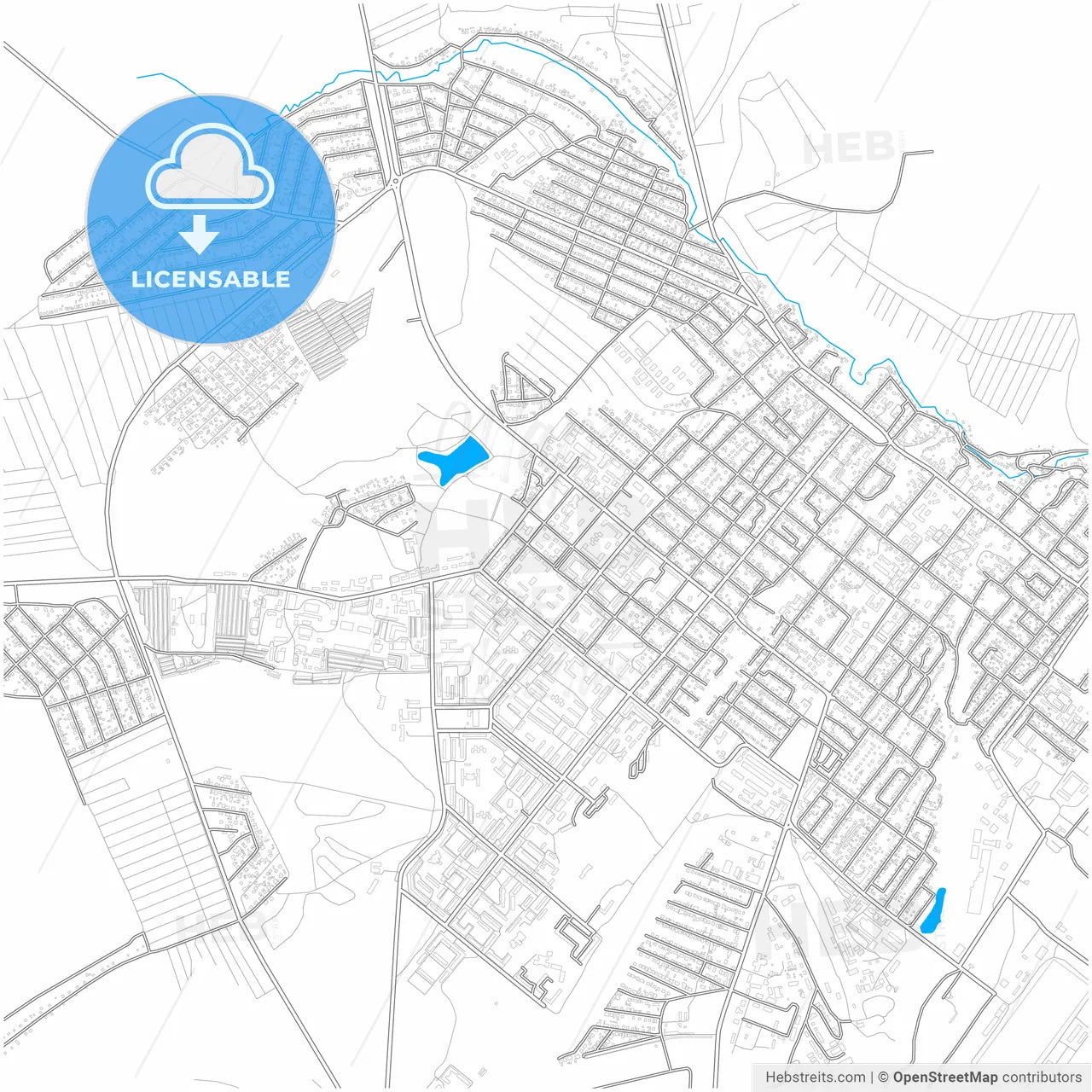 Belebey, Republic of Bashkortostan, Russia, city map with high resolution roads.