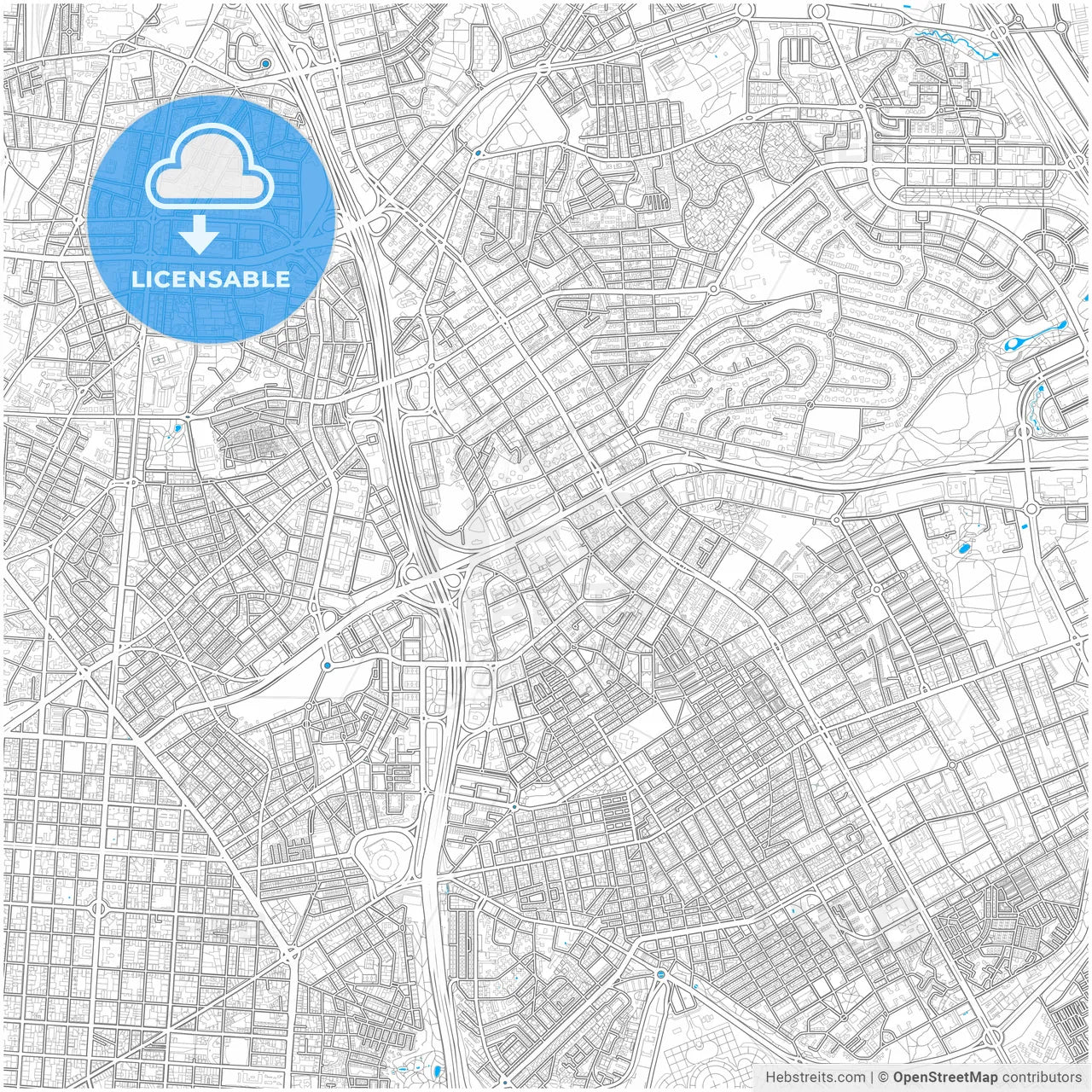 Ciudad Lineal, Madrid, Spain, city map with high resolution roads.
