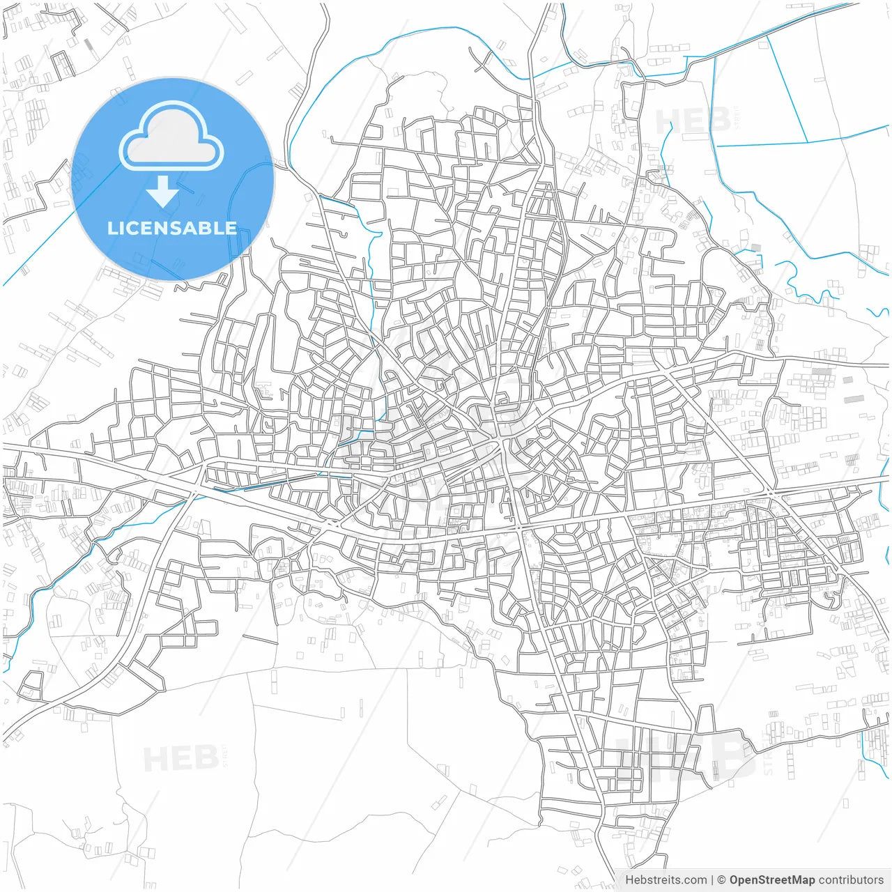 Serik, Antalya, Turkey, city map with high resolution roads.
