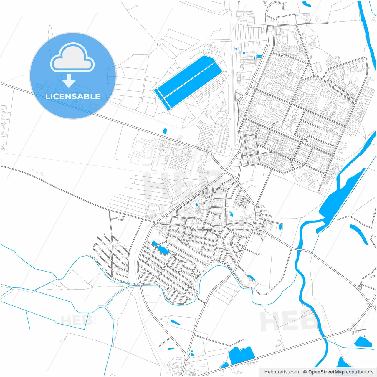 Chervonohrad, Lviv Oblast, Ukraine, city map with high resolution roads.