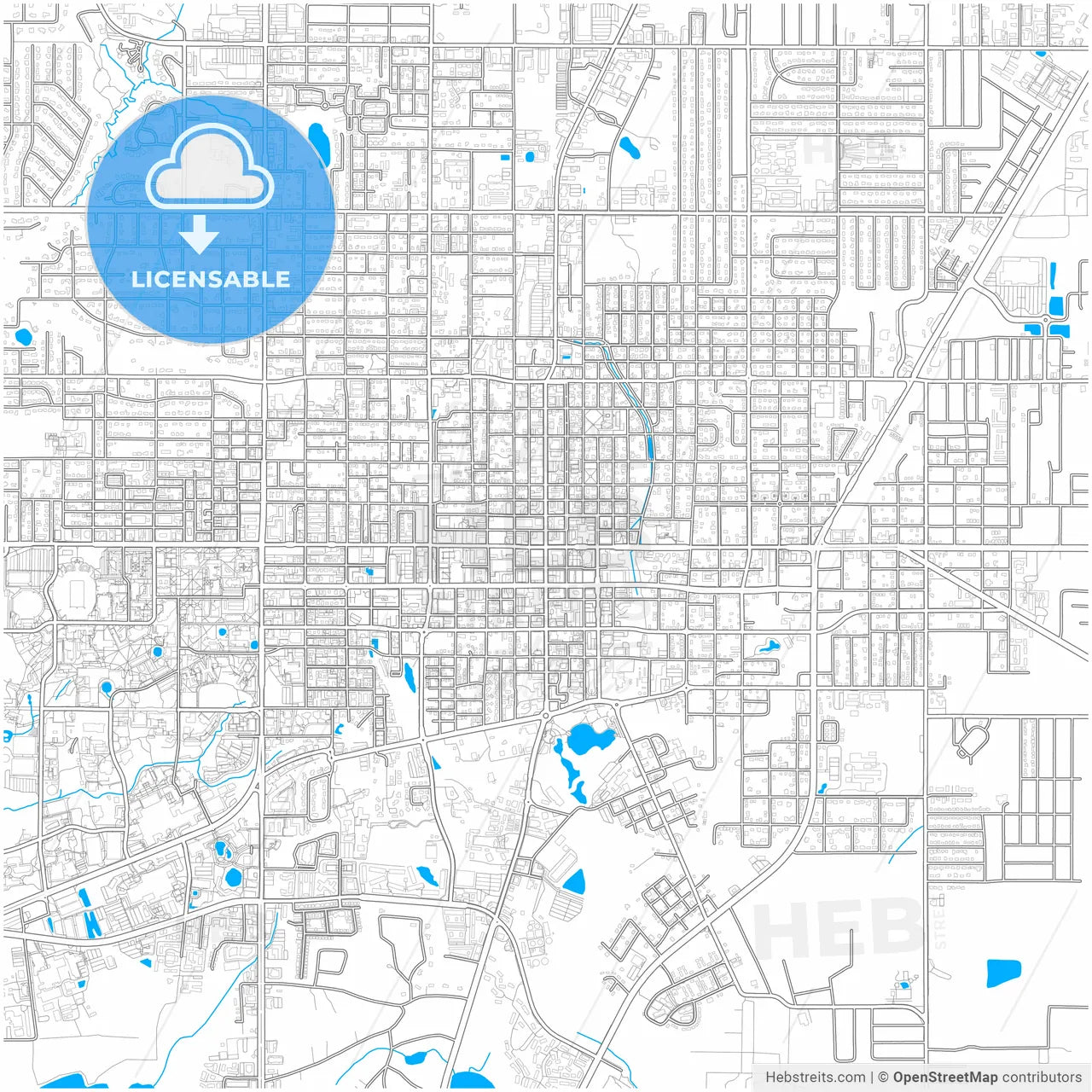 Gainesville, Florida, United States, city map with high resolution roads.