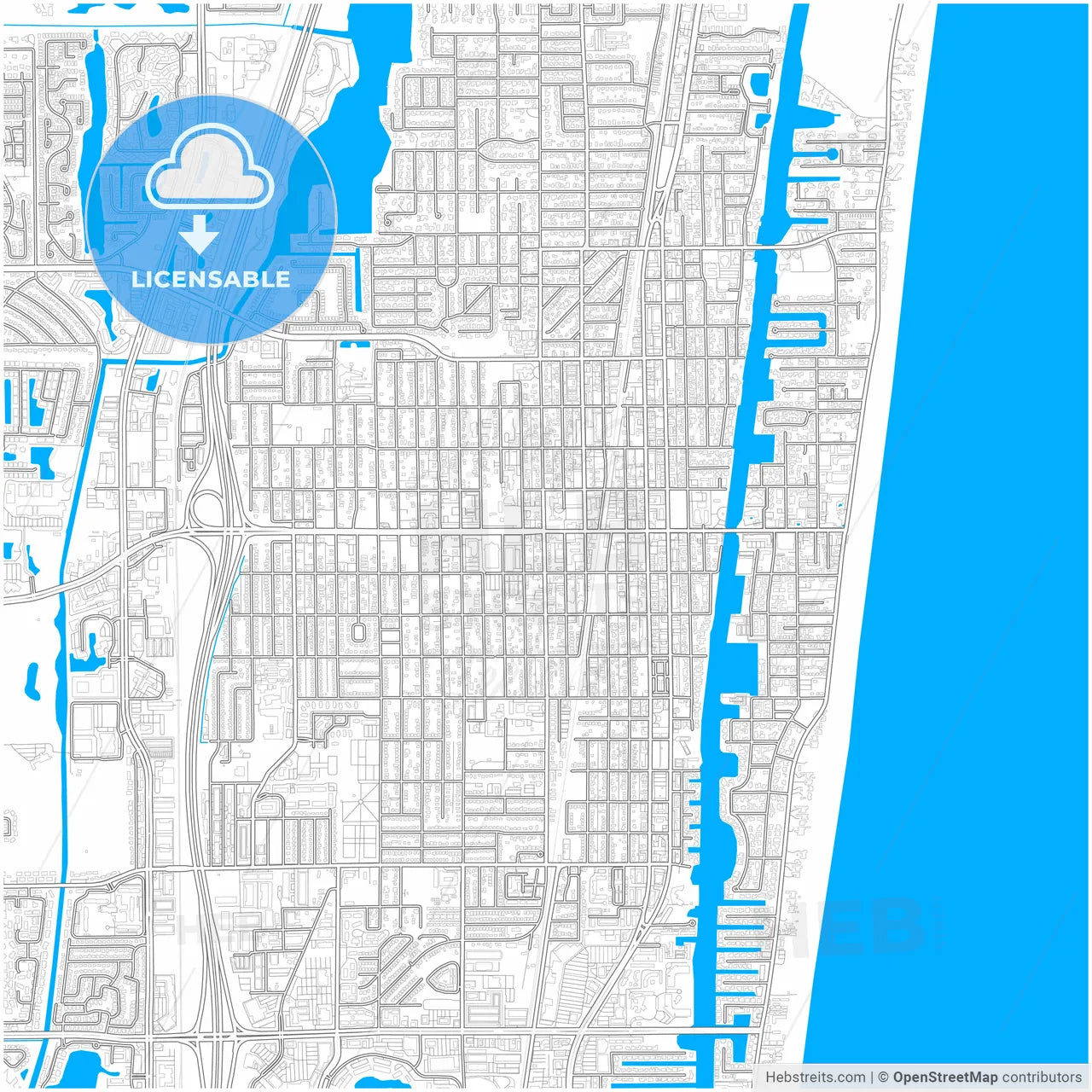 Delray Beach, Florida, United States, city map with high resolution roads.