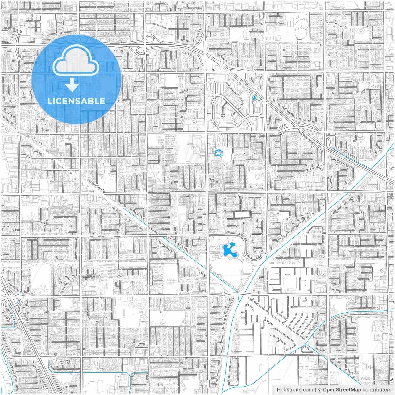Cerritos, California, United States, city map with high resolution roads.