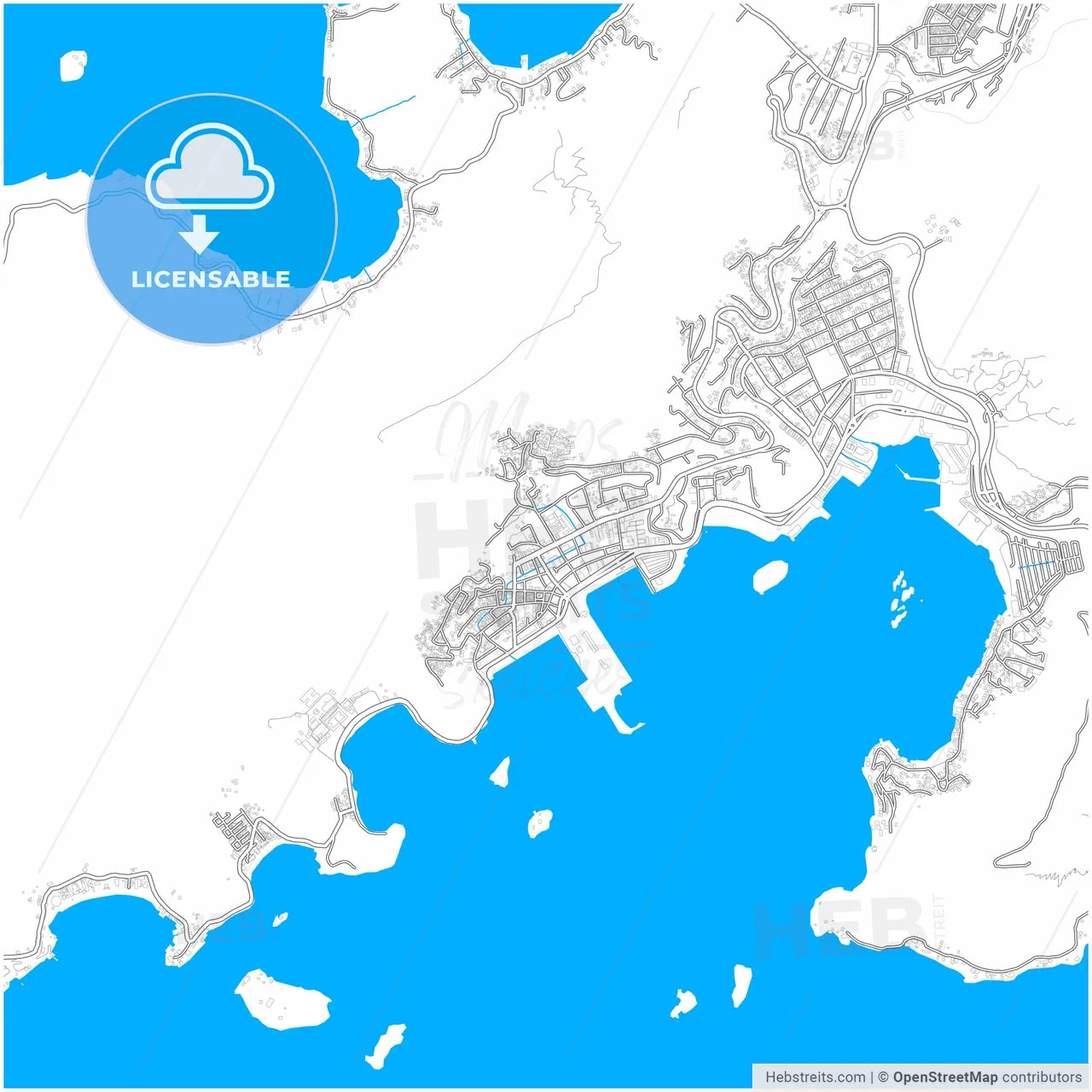 Angra dos Reis, Brazil, city map with high resolution roads.