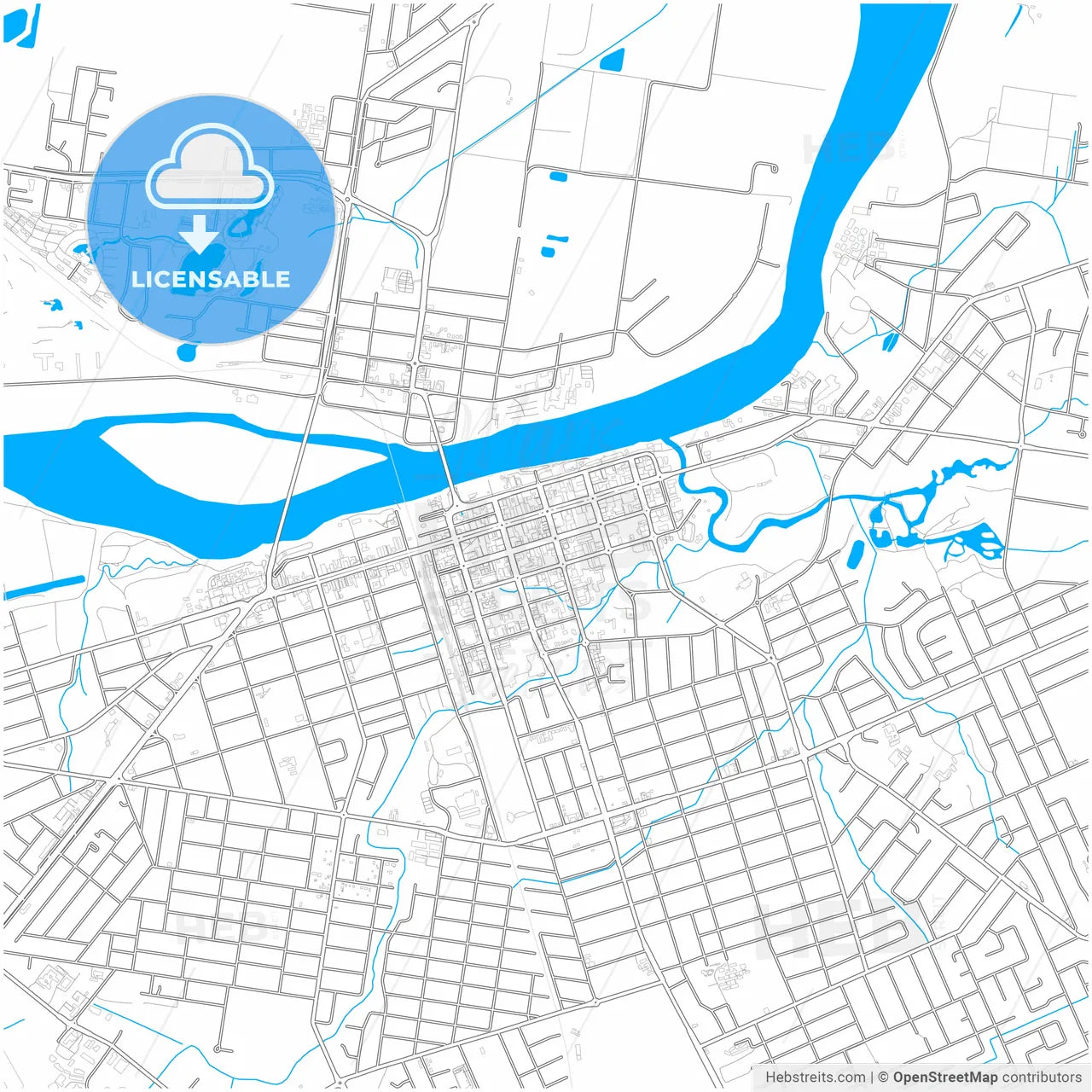 Bundaberg, Queensland, Australia, city map with high resolution roads.