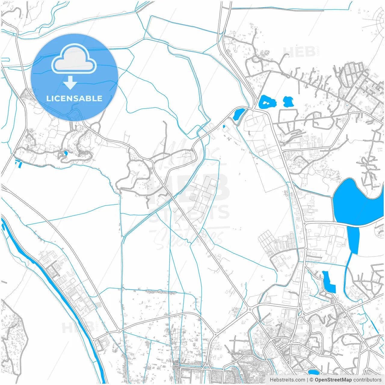 Antananarivo, Madagascar, city map with high resolution roads.
