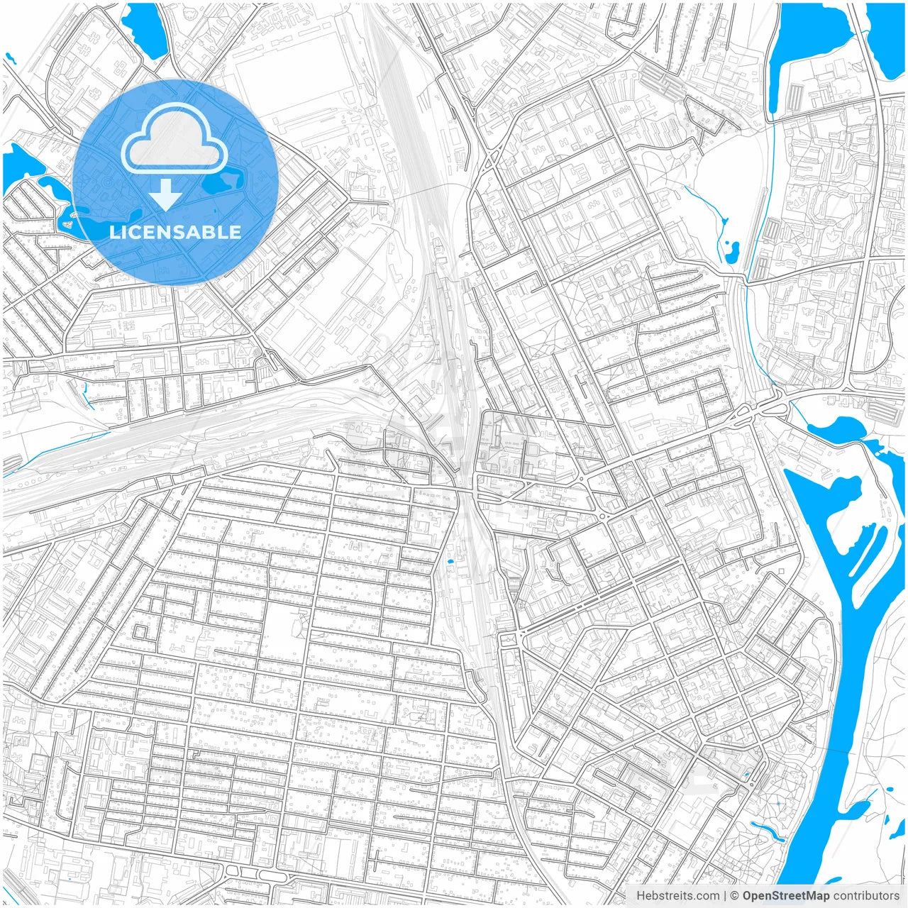 Gomel, Voblasć, Belarus, city map with high resolution roads.