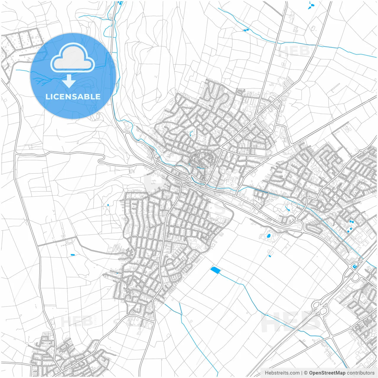 Hofheim am Taunus, Hesse, Germany, city map with high resolution roads.