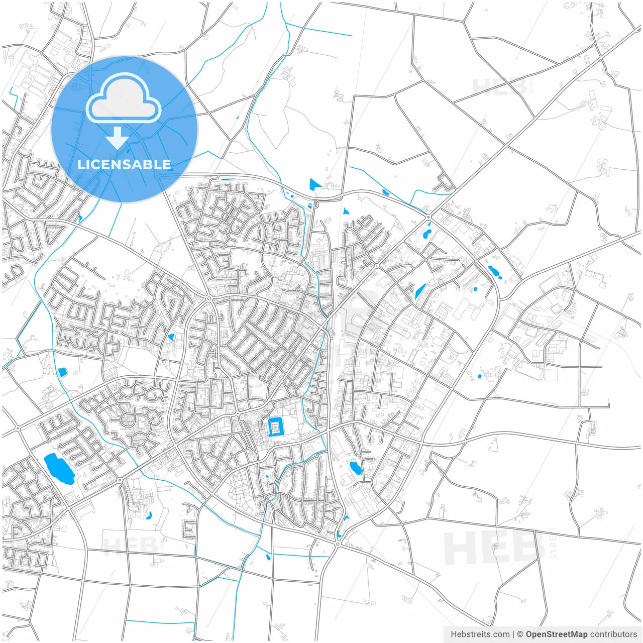 Ahaus, North Rhine-Westphalia, Germany, city map with high resolution roads.