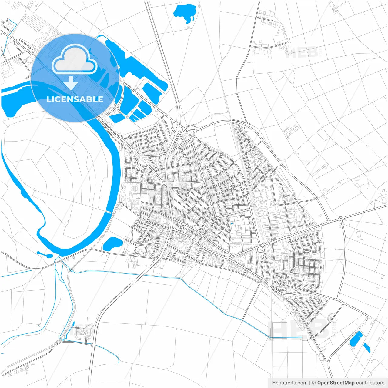Lampertheim, Hesse, Germany, city map with high resolution roads.