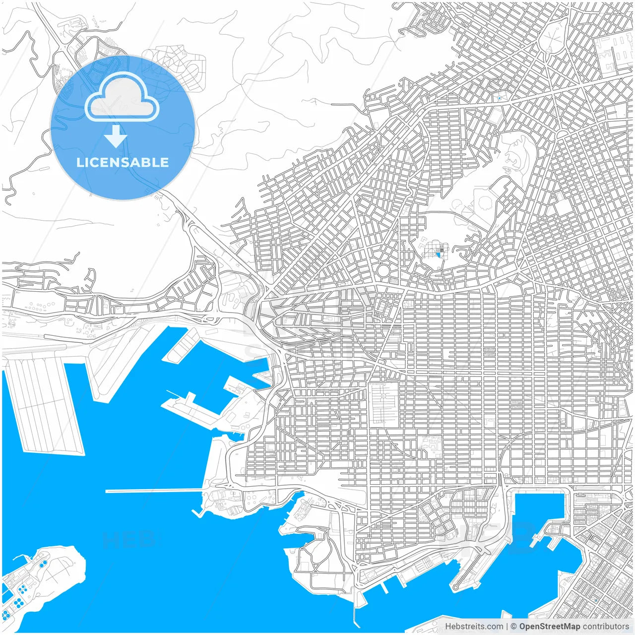 Keratsini, Attica, Greece, city map with high resolution roads.
