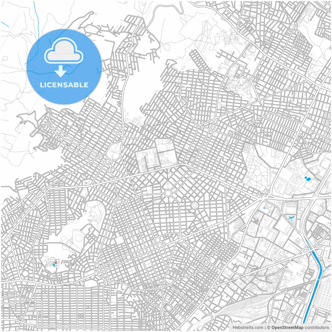 Korydallos, Attica, Greece, city map with high resolution roads.