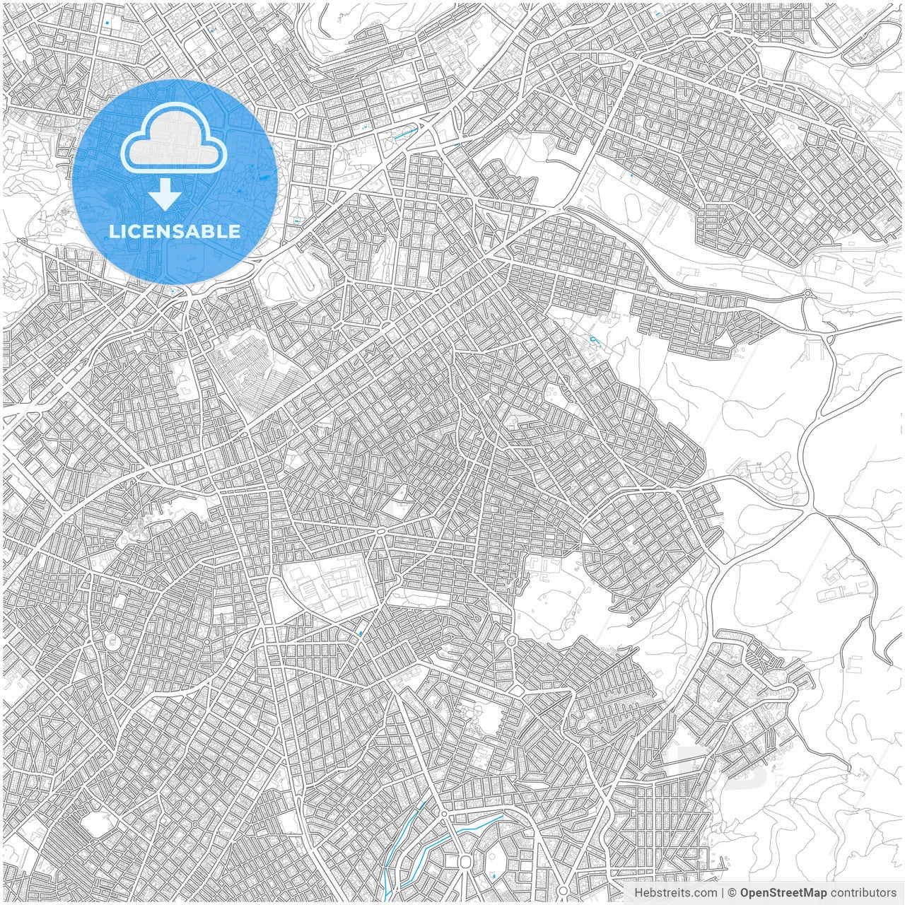 Vyronas, Attica, Greece, city map with high resolution roads.
